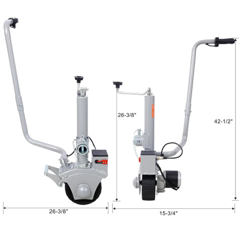 Yunjeek Electric Trailer Dolly For Boat And Caravan Moving, 5000lbs Towing Capacity Jockey Wheel Cart with adjustable height and 8in tire.