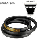 58 Inch B Section Rubber V Belt For Power Transmission Neoprene Drive Belt With Oil Water Solvent Resistance And Even Load Distribution Durable Construction Low Noise Operation Heavy Duty Reliability For Industrial Agricultural And Automotive Use, close-up view of 58-inch neoprene rubber V-belt with dimensions