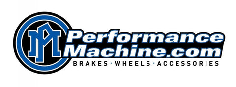 Performance Machine logo with text 'Brakes, Wheels, Accessories' in blue and black design