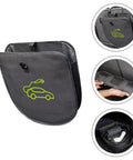 Keep Your Setup Tight With This Roll Out Ready EV Cable Tote in black, showing storage for charging cords and clips for secure attachment.