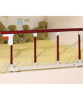 Adjustable Folding Bed Side Guard Rail Grab Bar With Red Wood Grain Assist Handle for baby and senior safety