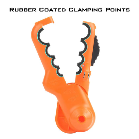 Radius Must Have Fishing Line Spooler With Patent Pending Design For Spinning And Casting Reels Twist Free Line Spooling On The Go Portable Compact Spool Holder One Quarter Pound Capacity Soft Touch Clamps Protect Rod Blanks Adjustable Tension Bands, orange ABS tool