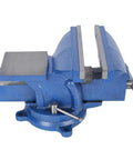 Heavy Duty Cast Iron Table Vise With 8 Inch Jaw Width And Wide 150mm Opening For Milling Drilling Machines Plus Flat Clamp Anvil Workholding Tool side view on table