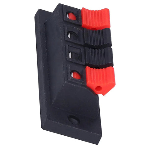 4 Way Speaker Connector Spring Loaded Terminal Kit Black ABS Metal Build For Easy Wiring Handles Zero To Two Hundred Fifty Volts Three Amps Rating Durable Audio Terminal Clips