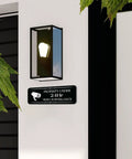 Self Adhesive Exit With Up Arrow Safety Sign Sticks Like Glue Seamless Setup For Business And Office Ready To Stick On Doors Indoors Or Outdoors Heavy Duty Acrylic Decal displayed near outside light.