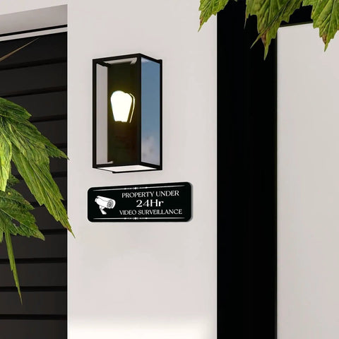 Self Adhesive Exit With Up Arrow Safety Sign Sticks Like Glue Seamless Setup For Business And Office Ready To Stick On Doors Indoors Or Outdoors Heavy Duty Acrylic Decal displayed near outside light.