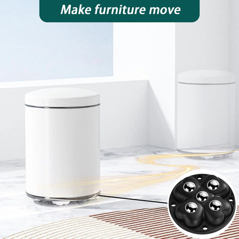 Self Adhesive Caster Wheels With 360 Degree Swivel Stainless Steel Rollers Low Profile Design For Kitchen Appliances Like Coffee Makers And Blenders Also Great For Furniture Storage Bins And Trash Cans Black Eight Pack demonstrating trash can mobility.