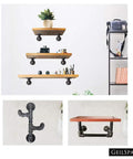 Six Pack Pre Cut Half Inch By Six Inch Heavy Duty Gray Metal Pipe For Industrial Shelving And DIY Decor showcased with wooden shelves