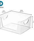 Stackable Open Front Kitchen Storage Bin With Handles Clear Plastic Organizer For Pantry Cabinets And Drawers See Through Design For Quick Access Durable Made In USA Storage Solution, dimensions 10x8x5 inches