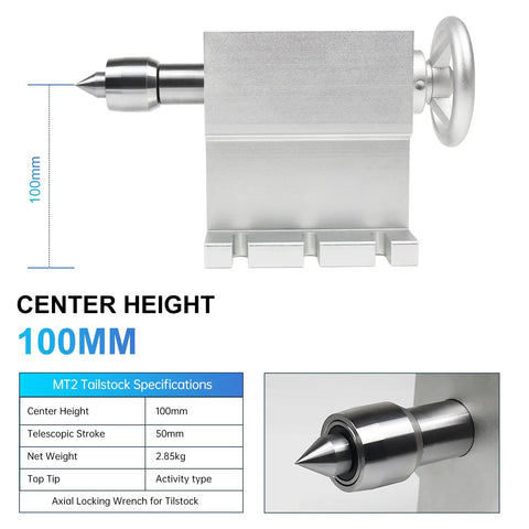 Heavy Duty CNC Fourth Axis Rotation Kit With 130Mm Three Jaw Chuck And Tailstock smooth tailstock with 100mm center height and metal finish