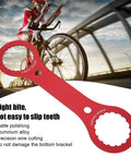 Durable Aluminum BB Wrench Tool For 44mm And 46mm Bottom Brackets With 16 Notch And 24 Notch visible with cyclist background
