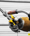 Welding tool held by gloved hands featuring Deluxe MIG Welding Pliers And Pro Grade Workhorse Tool Kit For Welders 8 Inch