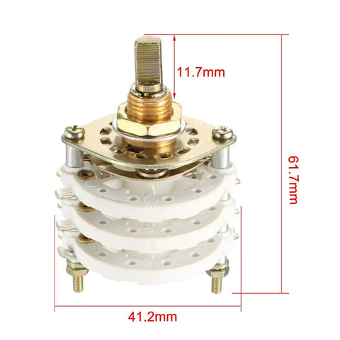 Durable Rotary Switch Band Selector With Knob And Mounting Nut, 21 Pin, fits 9.7mm mount hole and 6mm shaft, 11.7mm shaft length