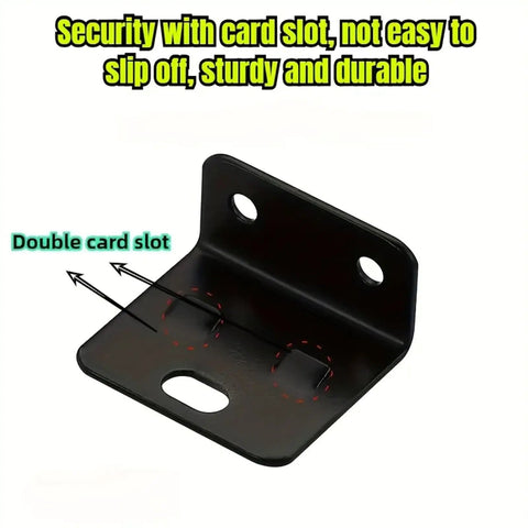 Heavy Duty Stainless Steel Furniture Connectors 10 Pack Built Like An Ox Corner Brackets With Screws Removable Table Mounts for desks, showing double card slot design.
