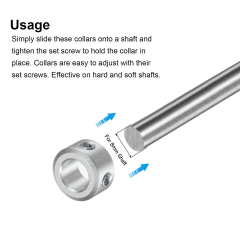 Aluminum Alloy Shaft Collar Clamp On Set Screw Two Pack For 8mm Shaft With 14mm Outer Diameter And 8mm Thickness installation