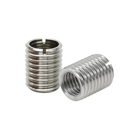 Top Grade Stainless Steel Threaded Inserts for Furniture Hardware 20 Pack M4 M8 L6mm Heavy Duty Screw Nuts displayed from various angles.