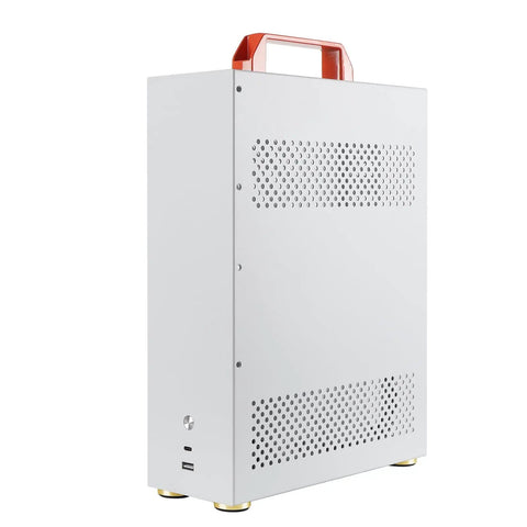 White Carryable Micro ATX PC Case with Handle and Ventilation Panels for Small Form Factor Builds ITX MATX Mini Tower
