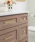 Real Deal Transitional Champagne Bronze Cabinet Pull And Drawer Handle Big Time Upgrade For Kitchen Cabinets Furniture Refresh No Sweat Installation 6 5/16 Inch Center To Center Fit Super Solid Build on modern bathroom vanity.