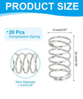 PatIKIL 20 Pack Premium 304 Stainless Steel Compression Springs 1 Mm Wire Dia 12 Mm OD With Tight Tension For DIY Hacks Shop Repairs And Home Fix It Projects, 20 pcs