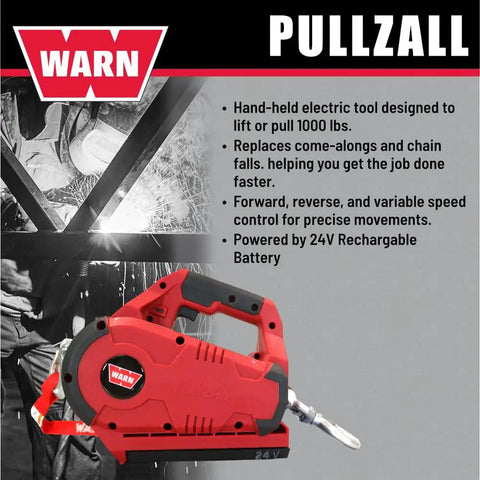 Cordless 24V Electric Winch With Steel Cable, 1000 Lb Pulling Capacity, Portable Handheld Winch For Infield Lifts in use.