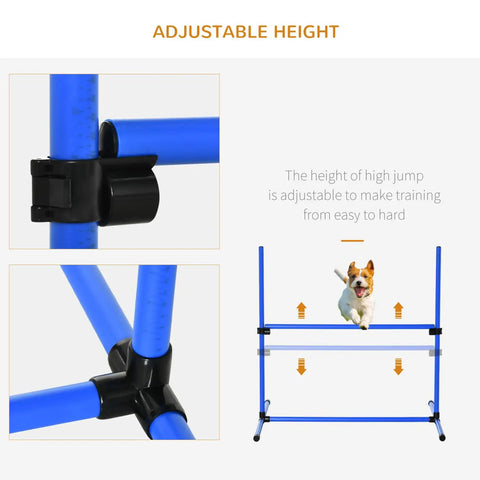 4 Piece Dog Agility Jump Set With Adjustable Heights For Versatile Training, ABS Construction, blue bars detail close-up.