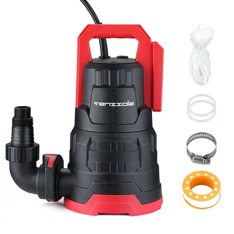 Heavy Duty 1HP Submersible Sump Pump Handles 3960 GPH Grind Inside A Tough Thermoplastic Shell For Hassle Free Basement Flood Cleanup Pool Water Transfer And Pond Draining Without Breakdowns, featuring attachment parts.