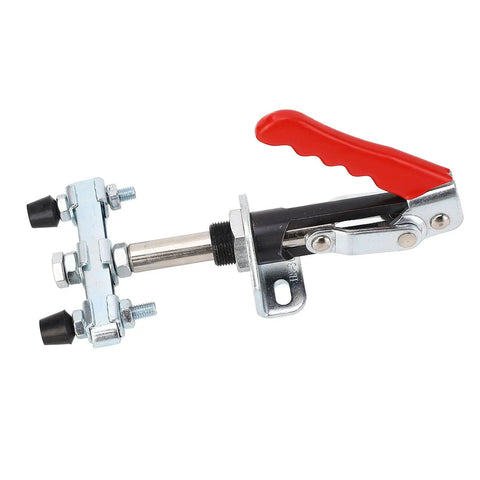Beefy Quick Release Push Pull Toggle Clamp With Adjustable Elbow Joint And 185 Degree Handle For Metalworking Woodworking Welding And Machinery Maintenance Built From High Carbon Steel For Heavy Duty Precision Clamping, red handle