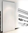Sleek Concealed Ghost Sliding Door Track Kit Glides Smoother Than Silk With Soft Close Finish For 24 To 48 Inch Mirrored Doors and track components.