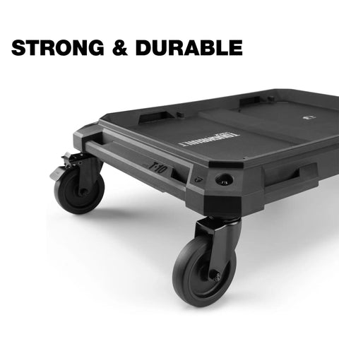 Beefed Up Four Wheel Cart And Tool Box Dolly For StackTech Toolboxes And Organizers with heavy-duty rolling base close-up view