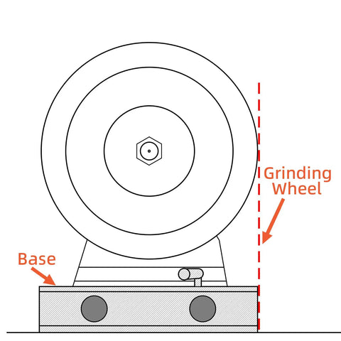 Heavy Duty Woodturning And Carving Tool Sharpening Jig For 6 Inch To 8 Inch Bench Grinders shows grinding wheel and base alignment.