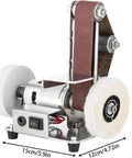 3-In-1 Mini Belt Sander And 7-Speed Knife Sharpener With Bench Grinder Attachment For Metalworking And DIY Projects, compact design.