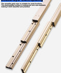 Heavy Duty Full Extension Drawer Slides Side Mount For Cabinets Desks And Bay Windows Quiet Track Hardware 750 Millimeter Length For Smooth Operation And Easy Pull Out, gold aluminum alloy