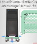 Mobile Heavy Duty Rolling Computer Tower Stand With Lockable Swivel Casters And Smart Cooling showcasing 1cm vented holes matrix design.