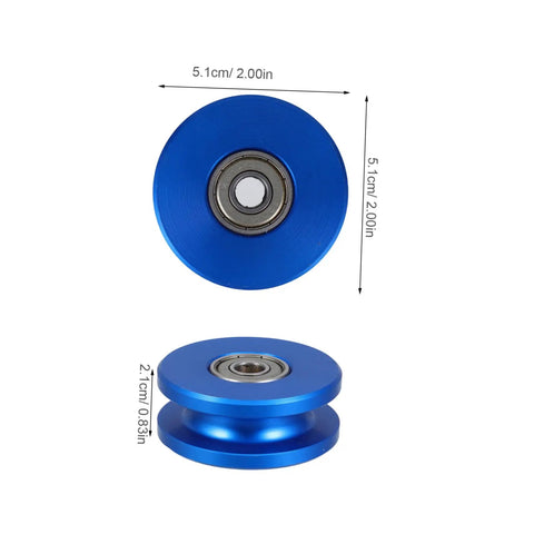 Aluminum Alloy U Groove Bearing Pulley For Cable Systems With Dual Bearings - Quiet, Smooth Roller For Gym Attachments, Heavy Duty Weight Training, High Efficiency, Stable And Durable Pro Grade Build, blue 5.1cm x 2.1cm