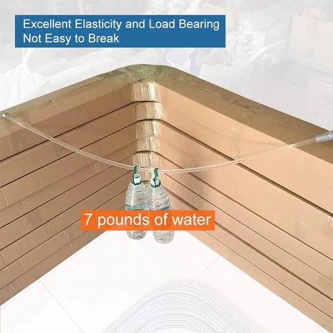 Two Pack 36 Inch Universal Drapery Pull Rods InvisiClear Curtain Wand demonstrating load-bearing with 7 pounds of water