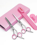 Game Changing DIY Haircutting Kit For Home Use Including Ultra Slick Hair Scissors Split Ends Trimmer And Precision Bangs Clips with pink tools