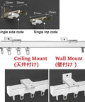 Heavy Duty Silent Sliding Barn Door Track Kit With Quality Rollers showing mounting options for ceiling and wall use.