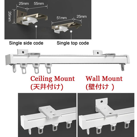 Heavy Duty Silent Sliding Barn Door Track Kit With Quality Rollers showing mounting options for ceiling and wall use.