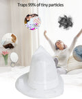 Image of a filter with lifestyle imagery showing dust, pollen, pet hair, and a woman relaxing, promoting 4 Pack Replacement Filters For Black And Decker Dustbuster Cordless Vacuums VF110 And CHV Series Compatible With CHV1410L CHV9610 CHV1210 CHV1410 CHV1410B CHV1510 BDH2000L Easy Fit High Filtration Quality Long Lasting.