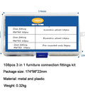 Next Level Cam Lock Fasteners 108 Piece Alloy Steel Furniture Hardware Kit For Rock Solid Cabinet Assembly in clear storage box.