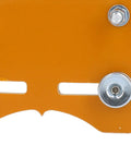 Built Tough Aluminum Router Table Insert Plate With Smooth 65 MM Guiding Groove And Heavy Duty Support Frame close-up showing guiding groove and bolts.