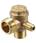 Beefy Brass 3 Way Air Compressor Check Valve With Three Eighth G And One Half G M10 Male Threads Heavy Duty Pneumatic Connector
