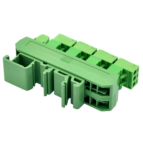 Slim DIN Rail Mount Pluggable Screw Terminal Block Distribution Module 15-Position 5x3, 300V 10A Per Position, 5.08mm Pitch