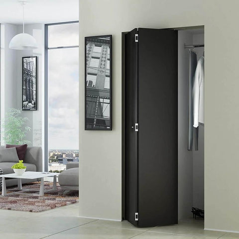 Closet Door Hardware Kit For Two Folding Panels With A 29 Inch Ceiling Track Cut To Fit Opening Supports Up To Thirty Lbs Per Door