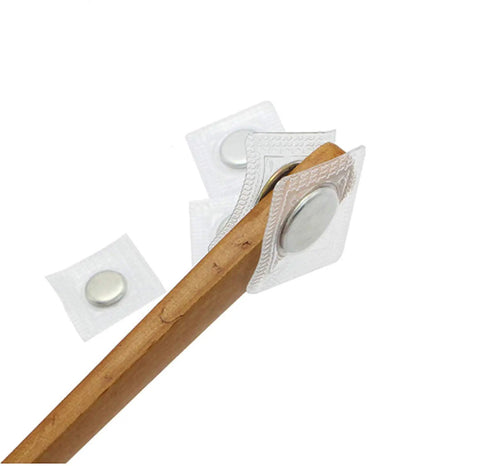 Totally Invisible Hidden Magnetic Snap Buttons 10 Sets 18 mm on wooden surface, showing PVC covered round fasteners for purses.