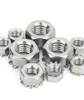Road Ready 10-24 Thread Keps Lock Nut Crafted From Premium 304 Stainless Steel With 18-8 Grade Composition Top Shelf Hex Flange Design Built To Outlast Daily Garage Work And Heavy Machinery Repairs Pack Of Fifty.