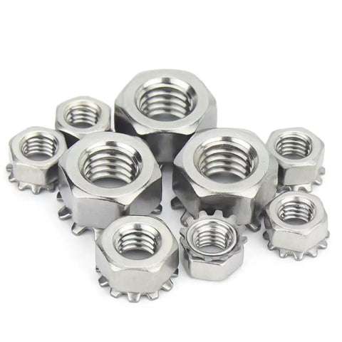Road Ready 10-24 Thread Keps Lock Nut Crafted From Premium 304 Stainless Steel With 18-8 Grade Composition Top Shelf Hex Flange Design Built To Outlast Daily Garage Work And Heavy Machinery Repairs Pack Of Fifty.