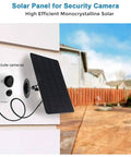No Brainer 10W Solar Panel Charger Kit For Outdoor Cameras with adjustable angle mounted on a wall near a garden