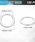 Built Tough Aluminum Flat Washers 100 Piece Pack 18X24X1.5mm Silver Metric Gasket Rings showcased with size dimensions 18mm and 24mm.