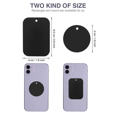24 Piece Magnetic Phone Metal Plates With Adhesive Mounts For Car Holders And Tablet Mounts, includes rectangular and round plates